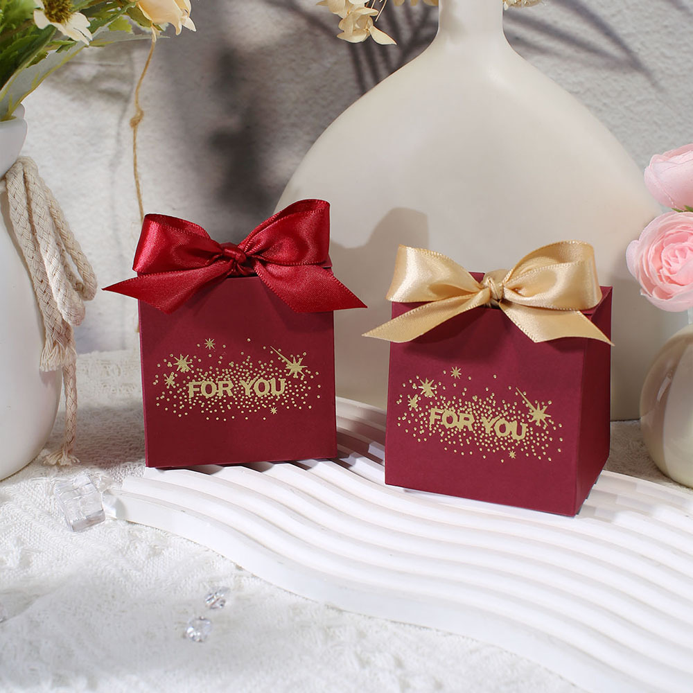 Elegant 5pcs Wedding Favors Gift Boxes with Satin Ribbon